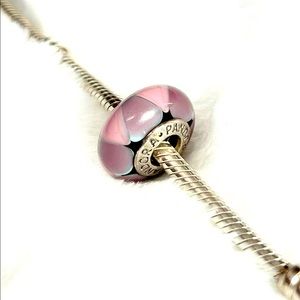 Pandora Murano pink and purple looking glass charm